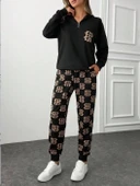 Kadın Uzun Kollu Iki Iplik Kumaş Fermuar Ve Cep Detay Kapüşonlu Ikili Takım thumbnail 2