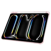 iPad Pro 11 inç M4 2024 Uyumlu Kılıf Üçgen Katlanabilir Kalem Şarj Bölmeli Kılıf A2836 A2837 A3006  Pembe - 4