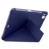 iPad Pro 11 inç M4 2024 Uyumlu Kılıf Üçgen Katlanabilir Kalem Şarj Bölmeli Kılıf A2836 A2837 A3006  Lacivert - 5