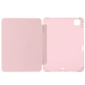 iPad Pro 11 inç M4 2024 Uyumlu Kılıf Üçgen Katlanabilir Kalem Şarj Bölmeli Kılıf A2836 A2837 A3006  Pembe - 2