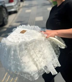 Sema Baby Fistolu Güpürlü Lüks Yenidoğan Bebek Yatağı - Ekru thumbnail 2