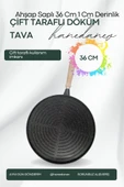 Çift Taraflı Granit Döküm Bazlama Gözleme Izgara Tava Fırında Izgara Börek Tavası 36 Cm Büyük Boy - 2