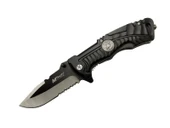 Mtech 4-12-2 Siyah Kurtarma / Kamp Çakısı 21cm- Yarı Otomatik, Testere Detaylı, Cam Kırma Aparatlı, Kemerlikli - 1