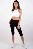 Kota Kadın Kapri Sporcu Likralı Düz Tayt Siyah 4005 thumbnail 3