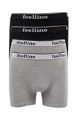 4 adet Feelline Siyah ve Gri Pamuklu Doğal Likralı Erkek Boxer thumbnail 1