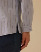 Büyük Beden Çizgili Manşet Detaylı Gömlek Gala-Xi - 3