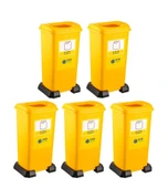 Omnipazar SY-4398 Sıfır Atık Plastik Geri Dönüşüm Çöp Kutusu 70 lt Sarı 5 Adet - 1