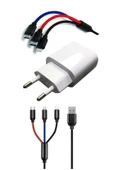 Çoklu Hızlı Şarj Kablosu ve Hızlı Şarj Soketi Type-C Mikro İphone Uyumlu 1.2 Metre 3A - 1