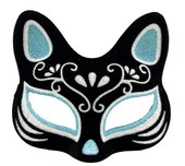Siyah Renk Süet Kaplama Üzeri Gümüş Mavi Simli Kedi Maskesi 17x14 Cm thumbnail 4