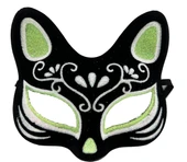 Siyah Renk Süet Kaplama Üzeri Gümüş Yeşil Simli Kedi Maskesi 17x14 Cm thumbnail 1