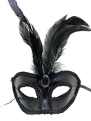 Siyah Renk Rugan Kaplama Siyah Tüylü Parti Maskesi 18x20 Cm thumbnail 2