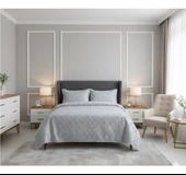 JAKARLI  SAKALLI YATAK ÖRTÜSÜ TEK KİŞİLİK DAMLA GRİ thumbnail 1