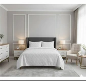 JAKARLI  SAKALLI YATAK ÖRTÜSÜ TEK KİŞİLİK DAMLA EKRU thumbnail 1