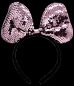 Renk Değiştiren Pullu Payetli Fiyonk Parti Tacı Pembe Gümüş Renk 20x16 Cm thumbnail 1