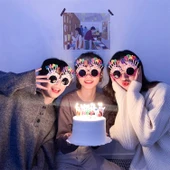 Happy Birthday Yazılı Pembe Fuşya Renk Parti Gözlüğü 12x7 Cm thumbnail 3