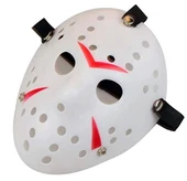Beyaz Renk Kırmızı Çizgili Tam Yüz Hokey Jason Maskesi Hannibal Maskesi thumbnail 6
