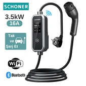 Schoner 3.5kw Taşınabilir Elektrikli Araç Şarj Istasyonu -Tak ve Şarj Et- Wi-Fi / Bluetooth Smart 5 Metre Tip2 Kablolu - 1