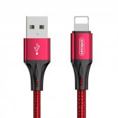 Joyroom S-1230N6 iPhone Lightning Hızlı Şarj ve Data Kablosu Örgü 3A 1.2M Kırmızı - 1