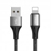 Joyroom S-1230N6 iPhone Lightning Hızlı Şarj ve Data Kablosu Örgü 3A 1.2M Siyah - 1