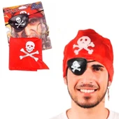 Korsan Bandana Korsan Göz Maskesi Ve Korsan Küpesi 3 Lü Kostüm Seti - 1