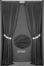 ÇİZGİLİ SİYAH RENK TEK KANAT Hazır dikilmiş Pileli Fon Perde 75*260 cm - 6