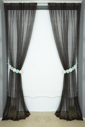 DAR ETEK ACI KAHVE RENK TEK KANAT Hazır dikilmiş Pileli Fon Perde 75*260 cm - 6