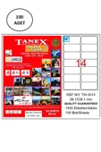 Tanex Tw-2014 Lazer Etiket 99X38 Mm 100 Adet - 1