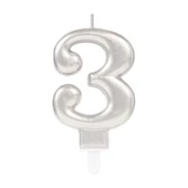 3 Rakam Mum Gümüş Renk - 1
