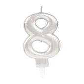 8 Rakam Mum Gümüş Renk - 1