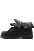 Hakiki Deri Siyah Gerçek Kürklü Bağcıklı Fermuarlı Çocuk Botu thumbnail 4