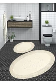 Madame Clean Home Cotton Special %100 Pamuk 2'li Oval Osmanlı Desen Pamuklu Klozet Takımı Krem - 1