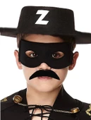 Siyah Renk Zorro Şapkası Zorro Maskesi Ve Zorro Bıyık Çocuk Boy - 1