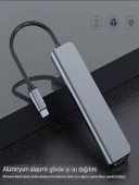 7in1 Aluminium PD100W Hızlı Şarj 4K 60Hz HDM 3xUSB 1xType-C TF/SD Usb Çoklayıcı Çevirici - 4