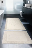 İva Home Collections TİFFANY 2'li Pamuklu Klozet Takımı Krem Banyo Paspas Seti - 1