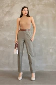 Cep Detaylı Beli Lastikli Gabardin Kumaş Pantolon 6019-Haki thumbnail 2