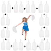 12 Çift ( 24 Adet ) Beyaz Renk 23 Nisan 19 Mayıs 29 Ekim Okul Gösteri Ponponları - 1