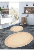 Madame Clean Home Cotton Special %100 Pamuk 2'li Oval Osmanlı Desen Pamuklu Klozet Takımı Cappucino - 1