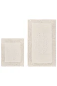 İva Home Collections TİFFANY 2'li Pamuklu Klozet Takımı Krem Banyo Paspas Seti - 5