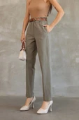Cep Detaylı Beli Lastikli Gabardin Kumaş Pantolon 6019-Haki thumbnail 5