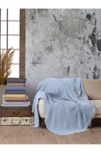 Madame Clean Home LÜX 1. SINIF NATUREL %100 PAMUK KOLTUK ÖRTÜSÜ - ŞAL Bebe Mavisi 175X215 Cm - 1
