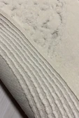 Mood Halı Oval Pamuk Makarna Damaks 2'li Klozet Takımı Banyo Paspas Seti Beyaz - 2