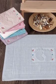 Çapa Home 3 Tane Ayak Havlusu Gri-pudra-petrol Renk Nakışlı Ayak Havlusu %100 Pamuk Ölçü:50x70 - 1
