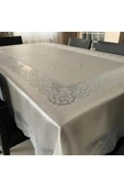 biocotton Dantelli Dertsiz Masa Örtüsü Sosyete Bej Renk Tül Masa Örtüsü Şık Tasarım Dantelli Dertsiz 160x220cm thumbnail 3