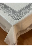 Madame Clean Home Çini Desenli Dertsiz Leke Tutmaz Dantelli Masa Örtüsü Krem 160x220 Cm - 5
