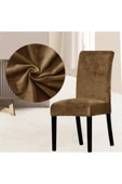 Madame Clean Home Kadife Likralı Sandalye Kılıfı 6'lı Set Kahve - 1
