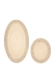 İva Home Collections Tiffany Oval 2'li Pamuklu Klozet Takımı, Capuccino Banyo Paspas Seti - 4