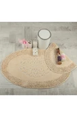 Madame Clean Home Cotton Special %100 Pamuk 2'li Oval Osmanlı Desen Pamuklu Klozet Takımı Cappucino - 2