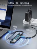 7in1 Aluminium PD100W Hızlı Şarj 4K 60Hz HDM 3xUSB 1xType-C TF/SD Usb Çoklayıcı Çevirici - 8