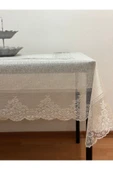 Madame Clean Home Çini Desenli Dertsiz Leke Tutmaz Dantelli Masa Örtüsü Krem 160x220 Cm - 2