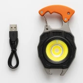 2 Adet Q-Max Çok Fonksiyonlu Mini Led Lamba Anahtarlık ve Çakmak USB Şarjlı Kamp İçin Taşınabilir Tam 7 Modlu - 1